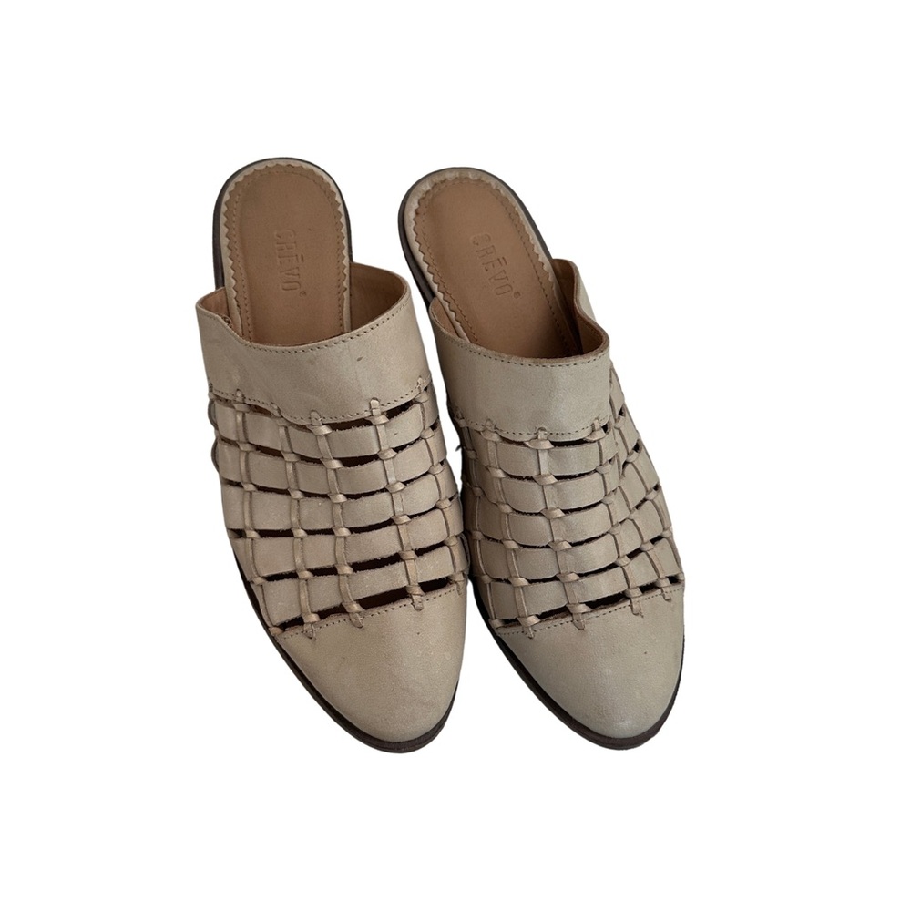 Crevo Woven Slip-On Mules in Beige